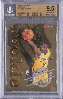 1996-97 Hoops "Rookies" #3 Kobe Bryant Rookie Card – BGS GEM MINT 9.5